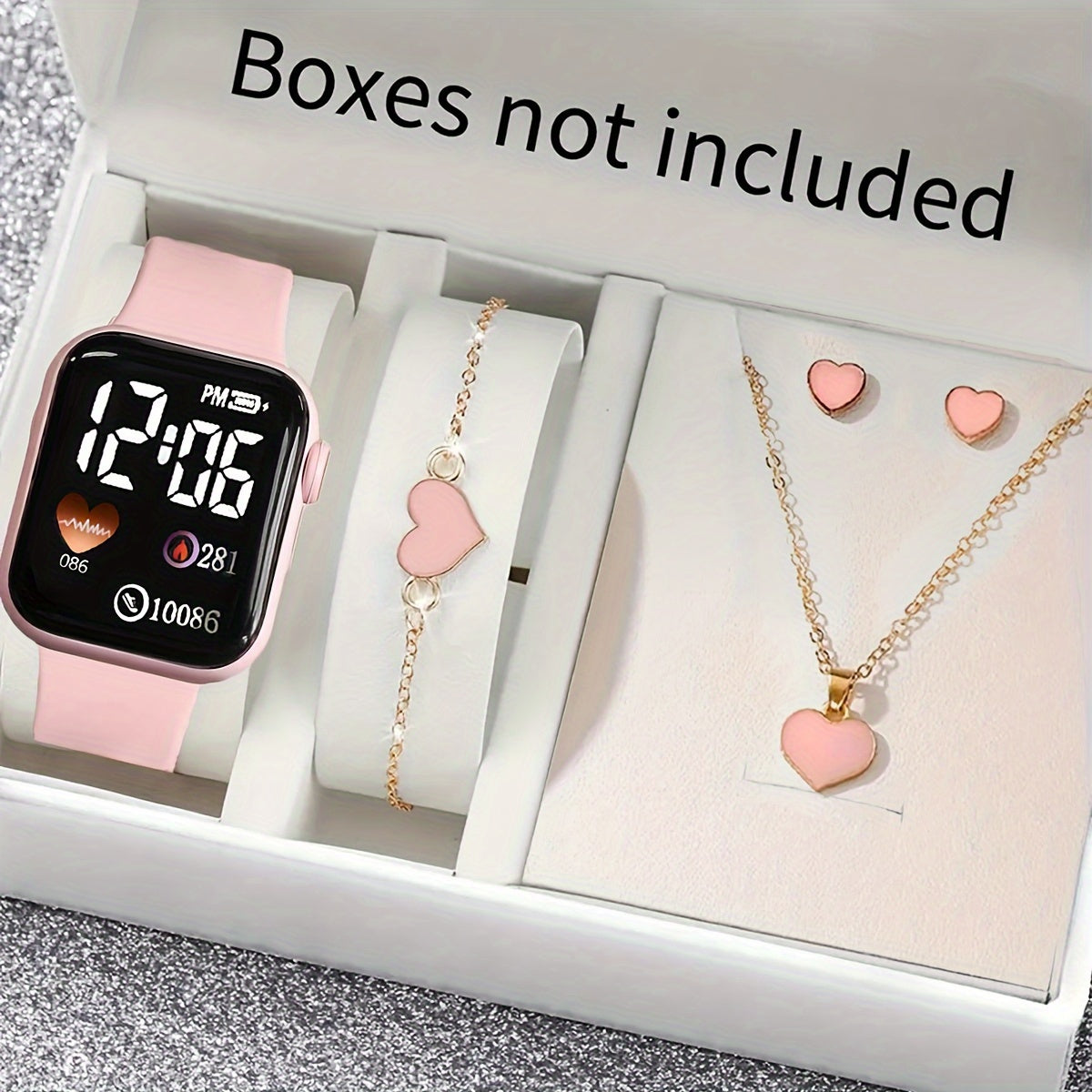 5pcs womens watch sports fashion business casual Electronic watch love shape decor earrings bracelets necklace school supplies halloween decorations halloween christmas decorations